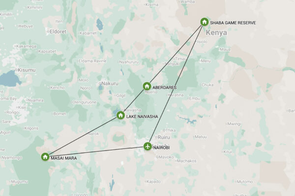 Kenya safari, Masai Mara safari, resrutt via karta