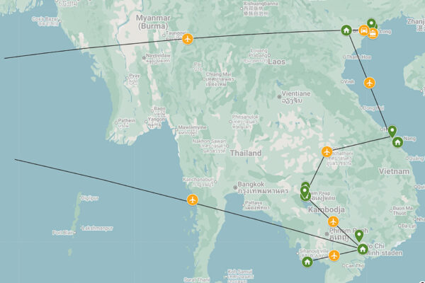 Resrutt via karta, Rundresa Vietnam och Kambodja m Phu Quoc