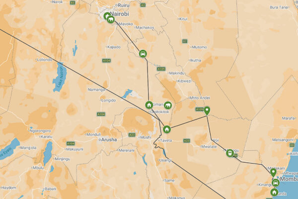 Gruppresa till Kenya med besök i Nairobi NP, Amboseli och Tsavo W. Inkl Diani Beach.