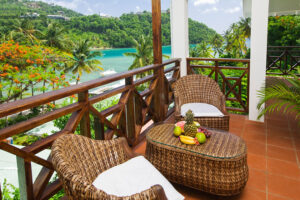 En resa till St Lucia där du bor på Marigot Beach Club