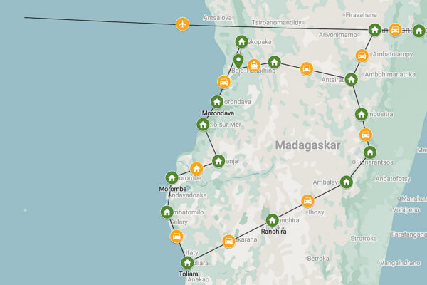 Stora Madagaskarresan | Kenzan Travel Resrutt via kartan för Stora Madagaskarresan