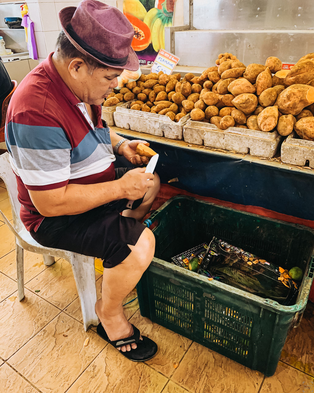 Borneo, Kuching, på cykel, street food